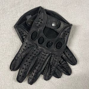 mens black leather driving gloves